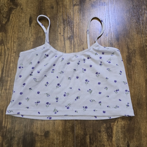 Weekend edition Floral Print Women's Crop Top - White purple size small - Picture 8 of 8